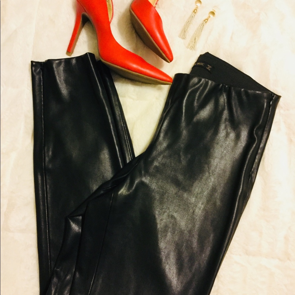 ZARA BASIC faux leather pants medium sz.